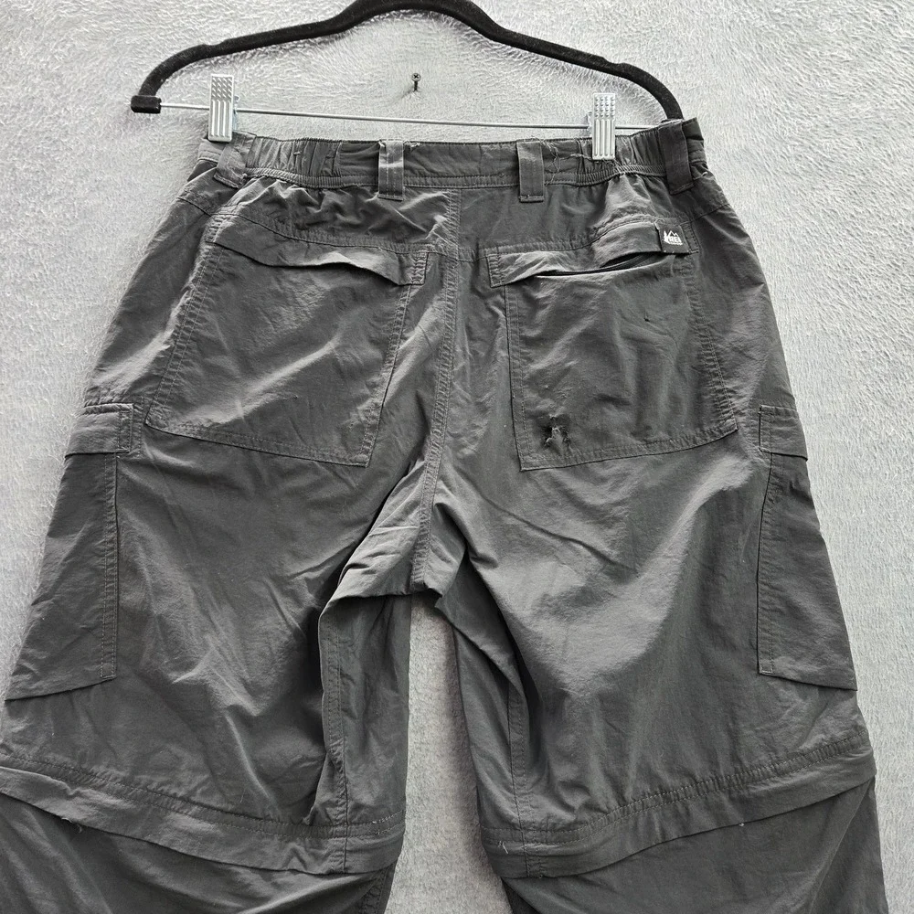 REI Co-Op Men Activewear Pants 32W X 32L Gray Convertible Cargo Button 30